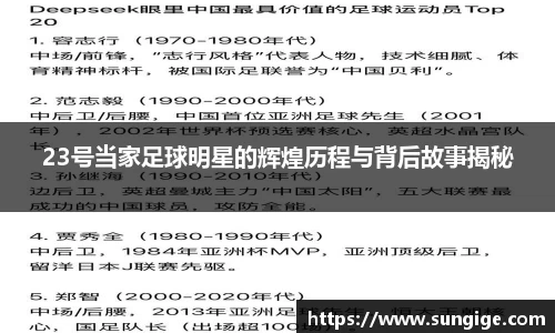 23号当家足球明星的辉煌历程与背后故事揭秘